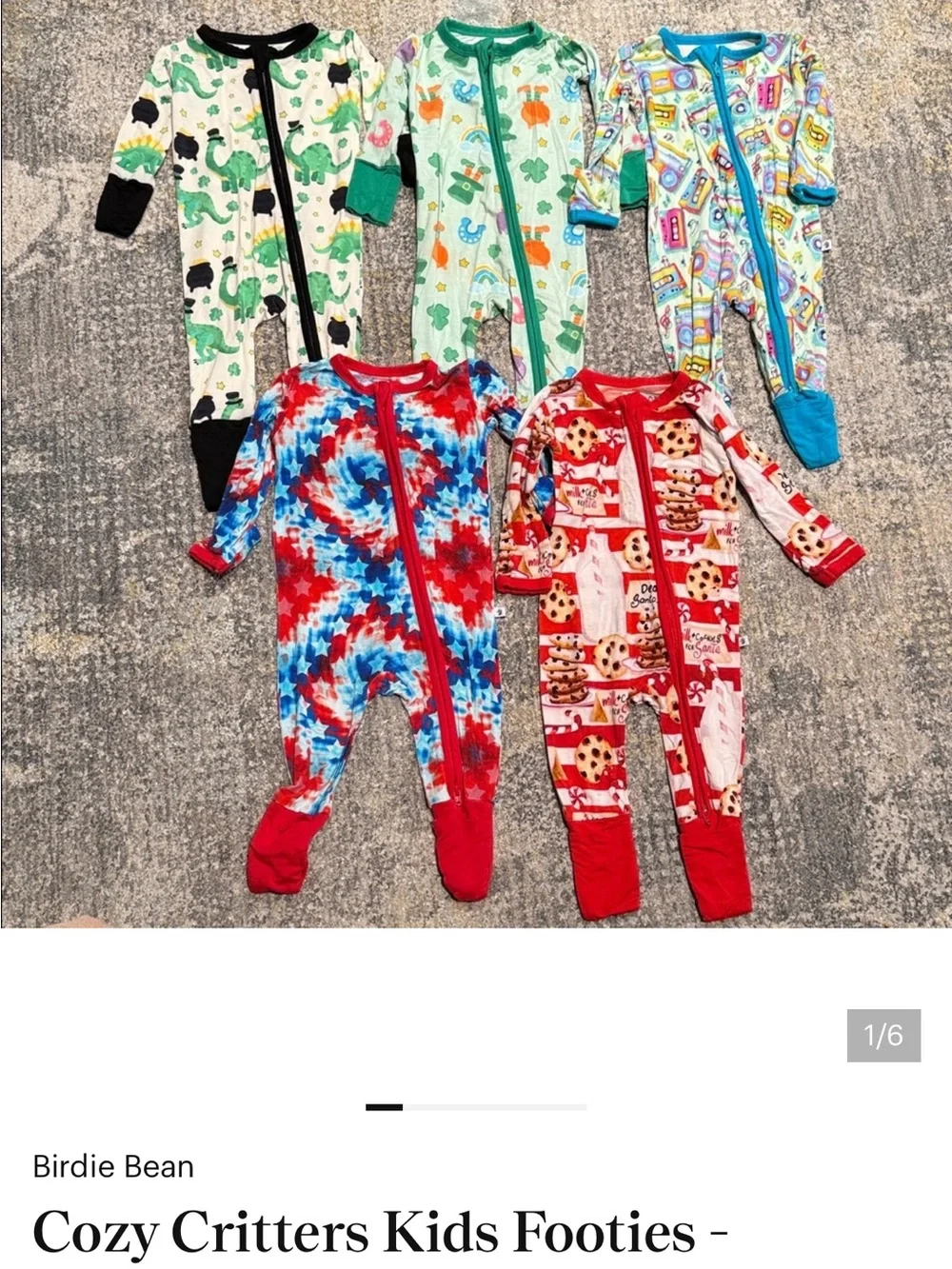 Cozy Critters Kids Footie - Red Tie-Dye